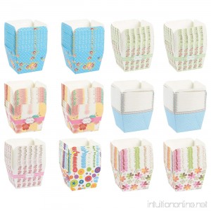 Cupcake Liners – 180-Piece Set of Mini Baking Cups Paper Baking Liners Disposable Cupcake Wrappers for Muffins Desserts Cakes 7 Assorted Floral Designs - 2.36 x 2.36 x 1.96 inches - B077JYP9NH